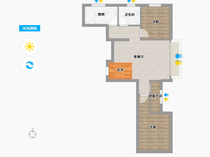 辽宁省-沈阳市-格林木棉花西江街（18号楼，19号楼）77m²-55.02-户型库-采光通风