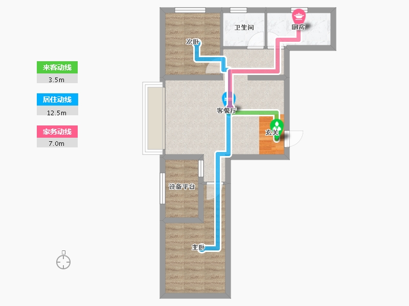 辽宁省-沈阳市-格林木棉花西江街221-28号（29号楼）75m²-57.51-户型库-动静线