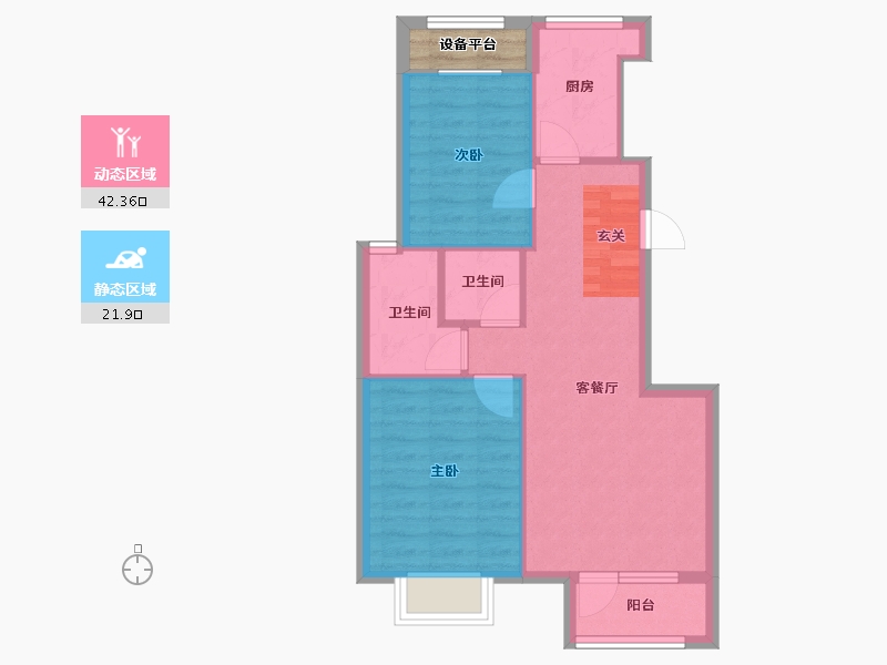 辽宁省-沈阳市-格林木棉花西江街（18，21，26，25，19号楼）85m²-59.67-户型库-动静分区