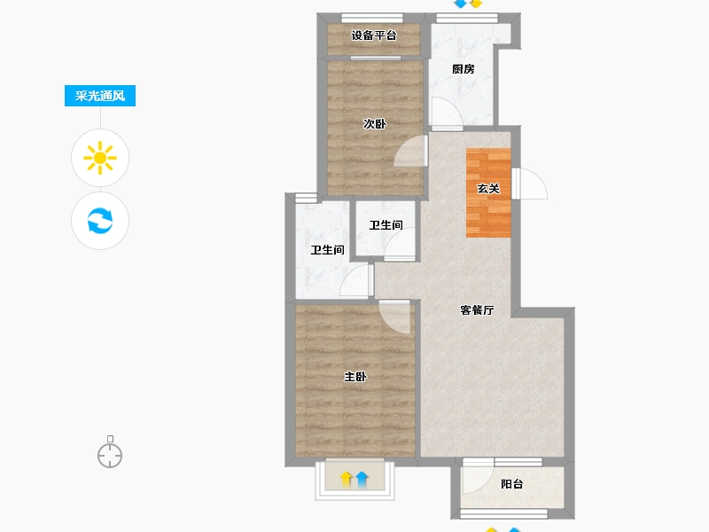 辽宁省-沈阳市-格林木棉花西江街（18，21，26，25，19号楼）85m²-59.67-户型库-采光通风