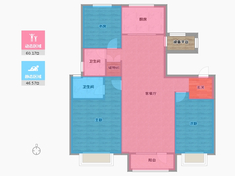 辽宁省-沈阳市-格林木棉花西江街221-15号（16号楼）124m²-100.08-户型库-动静分区