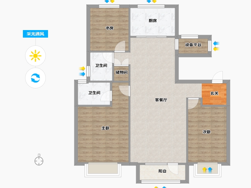 辽宁省-沈阳市-格林木棉花西江街221-15号（16号楼）124m²-100.08-户型库-采光通风