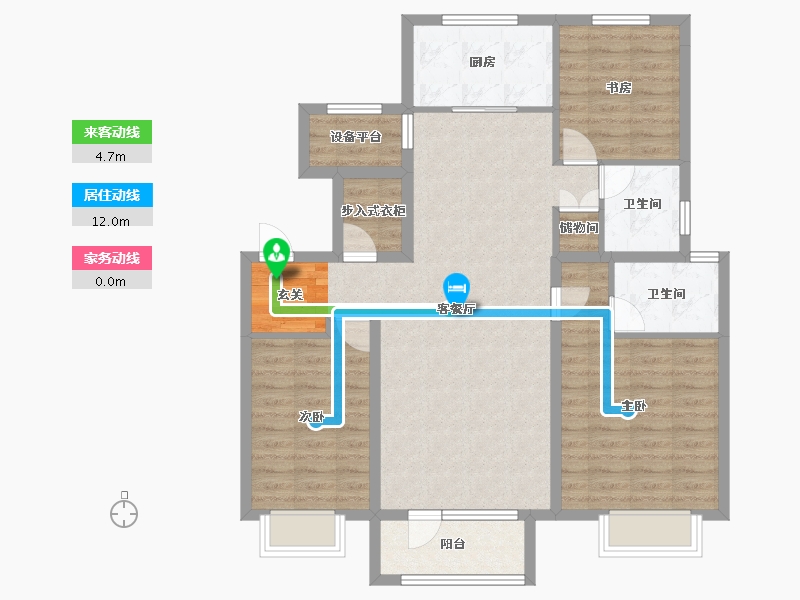 辽宁省-沈阳市-格林木棉花西江街221-15号（16号楼）128m²-101.75-户型库-动静线