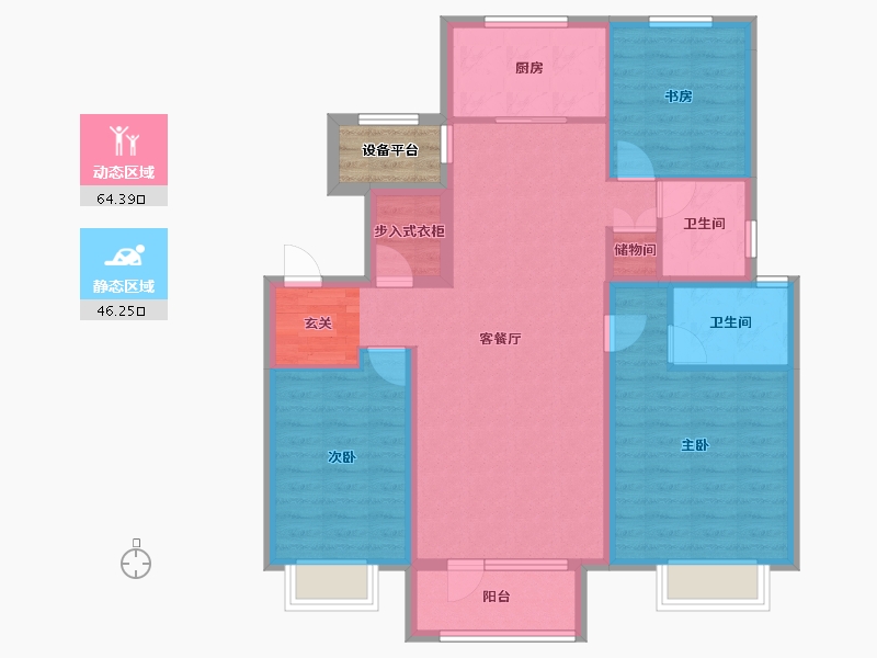 辽宁省-沈阳市-格林木棉花西江街221-15号（16号楼）128m²-101.75-户型库-动静分区