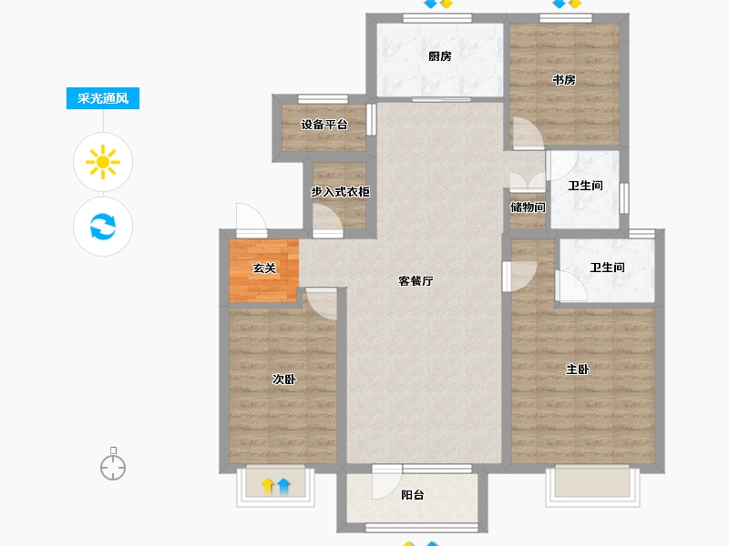 辽宁省-沈阳市-格林木棉花西江街221-15号（16号楼）128m²-101.75-户型库-采光通风