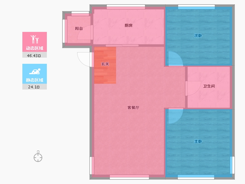 河北省-石家庄市-依云温泉小镇（82.72）81m²-64.58-户型库-动静分区