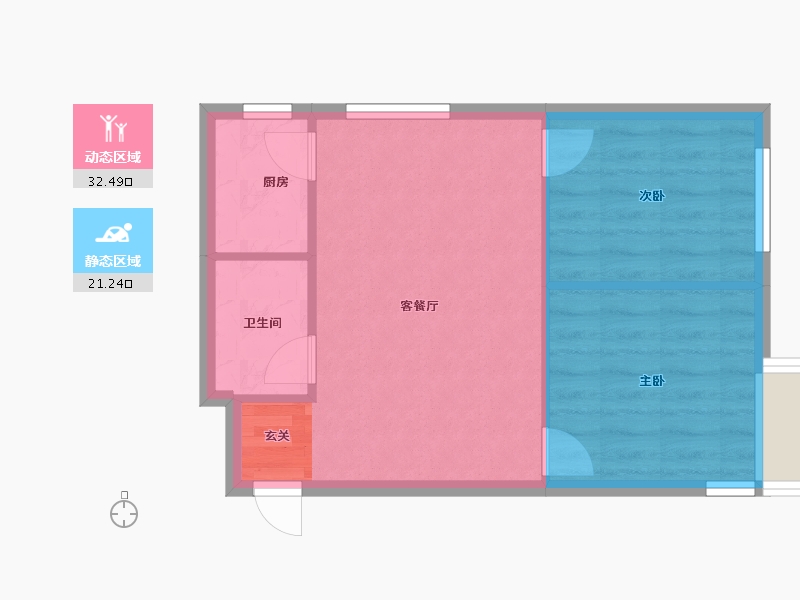 辽宁省-沈阳市-新加坡花园61m²-48.80-户型库-动静分区