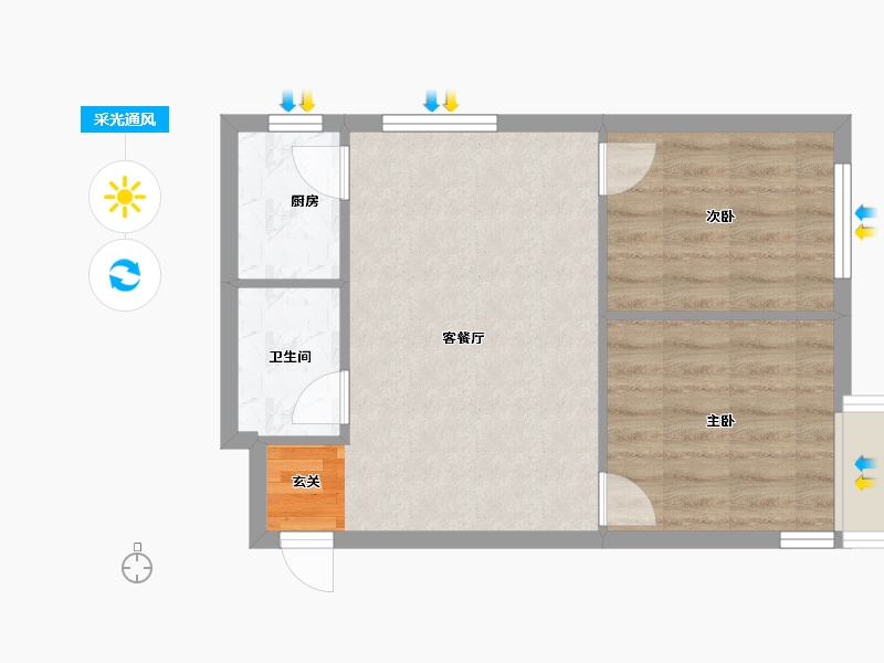 辽宁省-沈阳市-新加坡花园61m²-48.80-户型库-采光通风