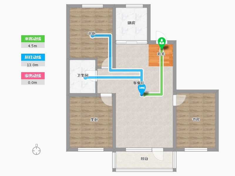 辽宁省-沈阳市-新加坡花园104m²-82.40-户型库-动静线