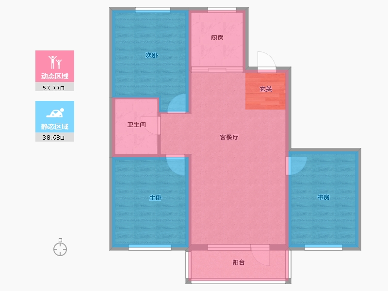 辽宁省-沈阳市-新加坡花园104m²-82.40-户型库-动静分区