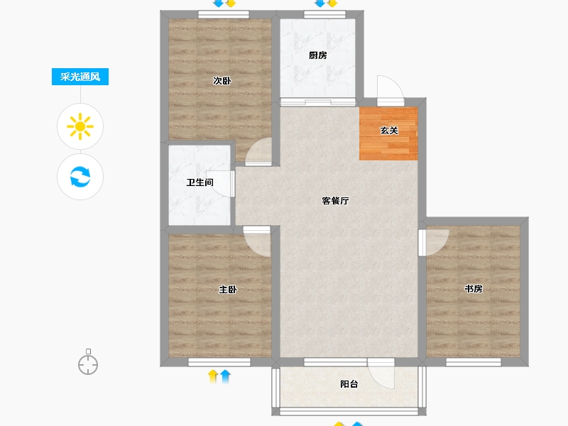 辽宁省-沈阳市-新加坡花园104m²-82.40-户型库-采光通风