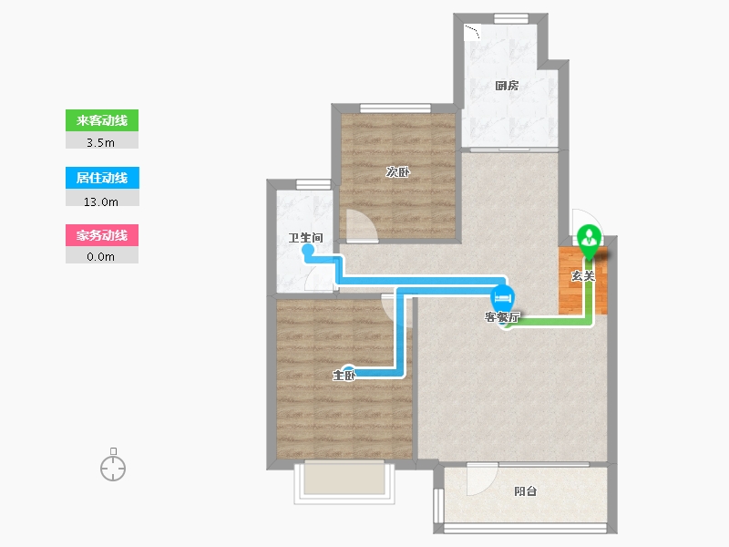 辽宁省-沈阳市-新加坡花园88m²-70.40-户型库-动静线