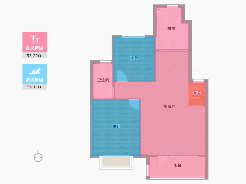 辽宁省-沈阳市-新加坡花园88m²-70.40-户型库-动静分区