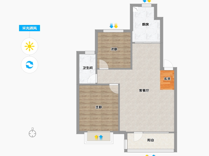 辽宁省-沈阳市-新加坡花园88m²-70.40-户型库-采光通风