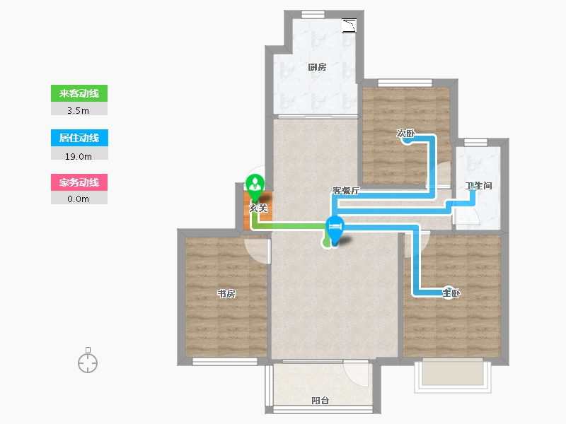 辽宁省-沈阳市-新加坡花园93m²-74.41-户型库-动静线