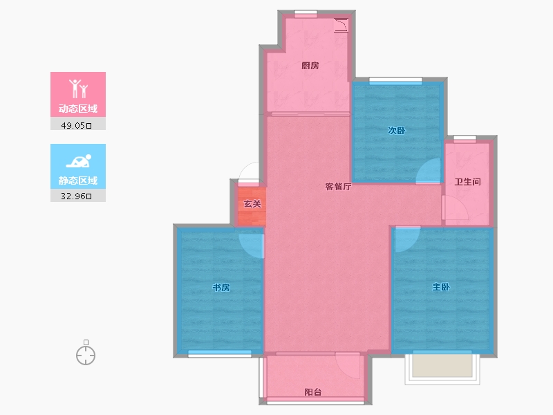 辽宁省-沈阳市-新加坡花园93m²-74.41-户型库-动静分区