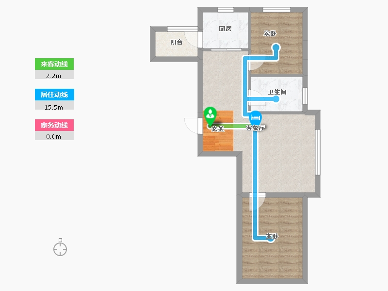 辽宁省-沈阳市-御龙湾二期75㎡户型77m²-54.77-户型库-动静线