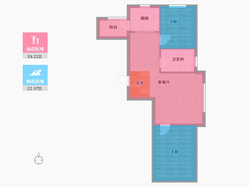 辽宁省-沈阳市-御龙湾二期75㎡户型77m²-54.77-户型库-动静分区