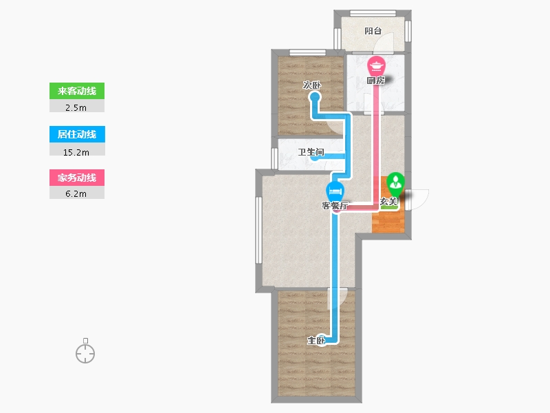 辽宁省-沈阳市-御龙湾二期75㎡户型75m²-56.01-户型库-动静线