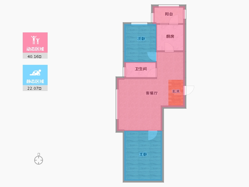 辽宁省-沈阳市-御龙湾二期75㎡户型75m²-56.01-户型库-动静分区