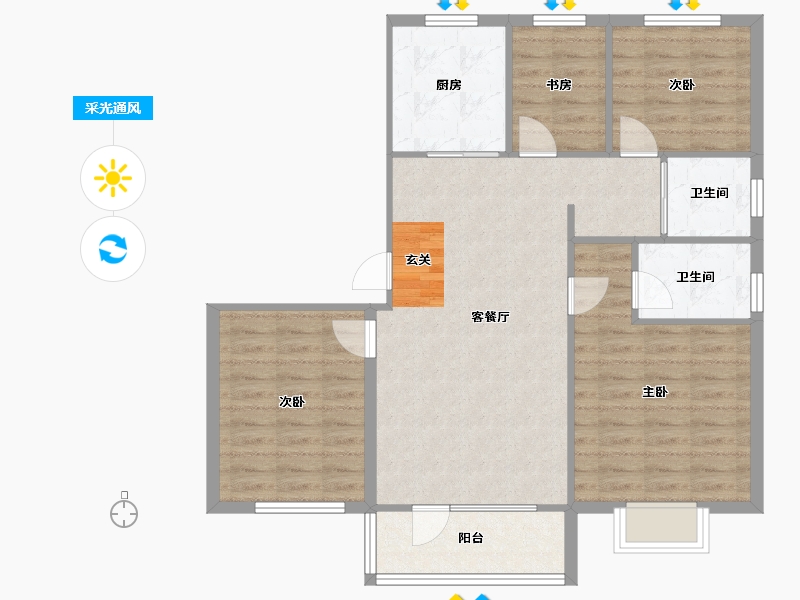 辽宁省-沈阳市-碧桂园银河城繁华里汪河路（1号楼，2号楼）143m²-91.75-户型库-采光通风