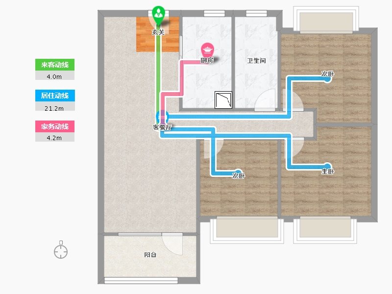 辽宁省-沈阳市-碧桂园银亿大城印象辉山西路（G1，G3号楼）107m²-85.60-户型库-动静线