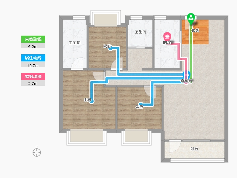 辽宁省-沈阳市-碧桂园银亿大城印象辉山西路31-3号（G1号楼）118m²-80.17-户型库-动静线