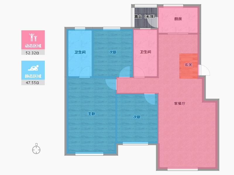 辽宁省-沈阳市-碧桂园银亿大城印象（D7，D10，D11，D13，D14）110m²-94.21-户型库-动静分区