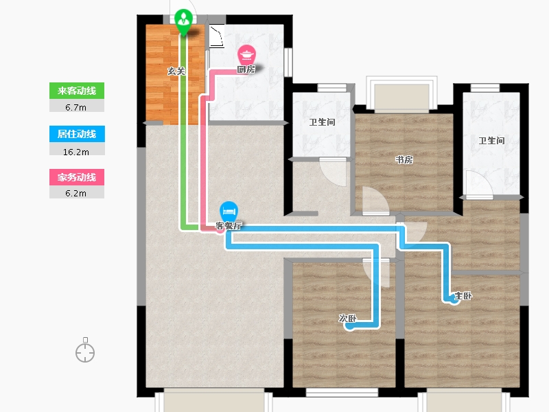 辽宁省-沈阳市-旭辉璟宸府115㎡户型115㎡-92.00-户型库-动静线