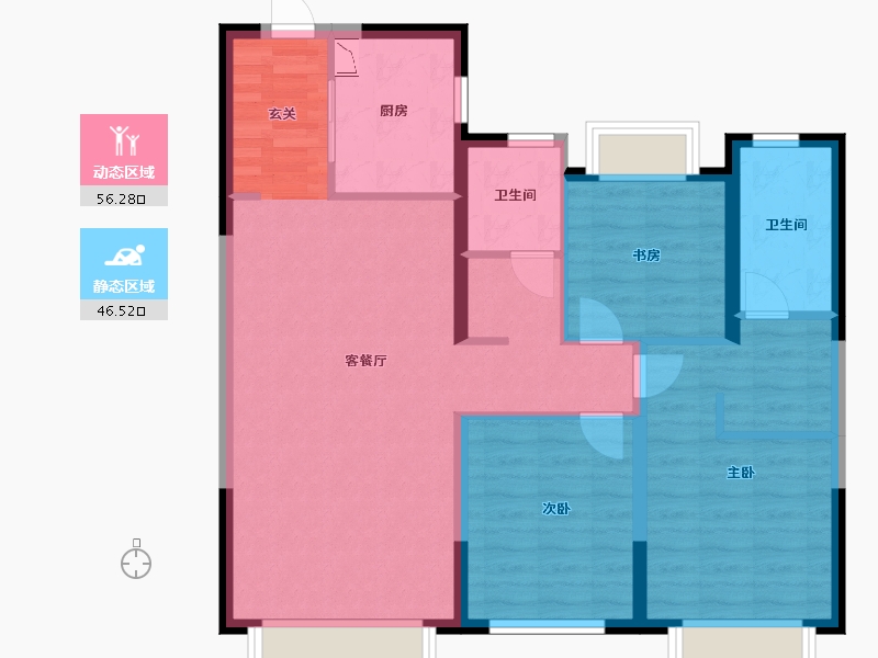 辽宁省-沈阳市-旭辉璟宸府115㎡户型115㎡-92.00-户型库-动静分区