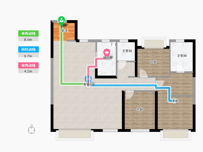 辽宁省-沈阳市-旭辉璟宸府135㎡户型135㎡-108.01-户型库-动静线