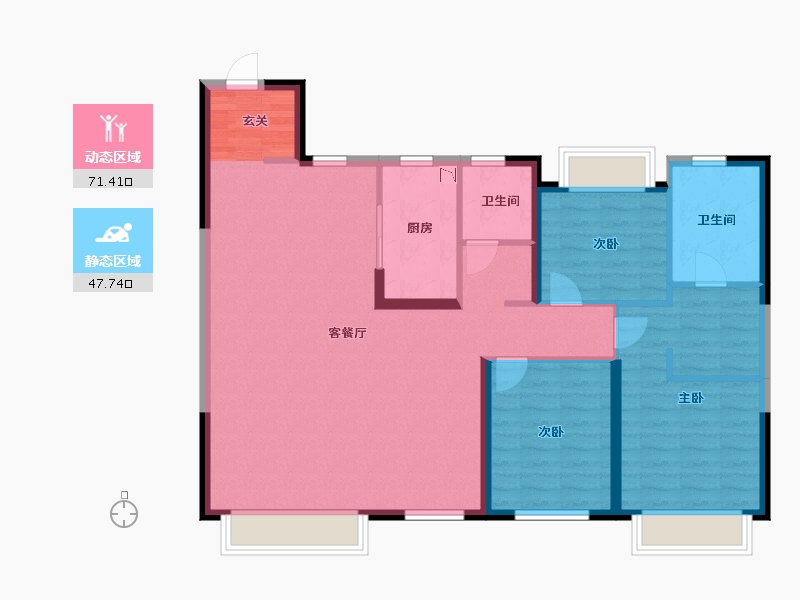 辽宁省-沈阳市-旭辉璟宸府135㎡户型135㎡-108.01-户型库-动静分区