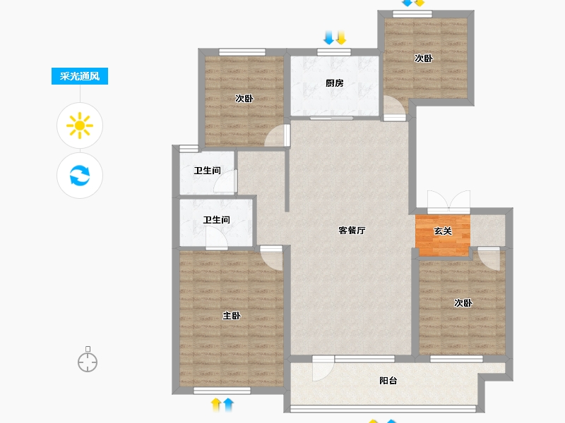 辽宁省-沈阳市-保利和光屿湖8.12栋142m²-116.13-户型库-采光通风