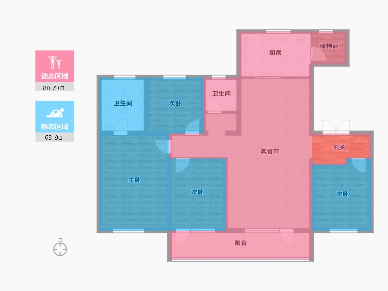 辽宁省-沈阳市-保利和光屿湖9栋159m²-129.22-户型库-动静分区