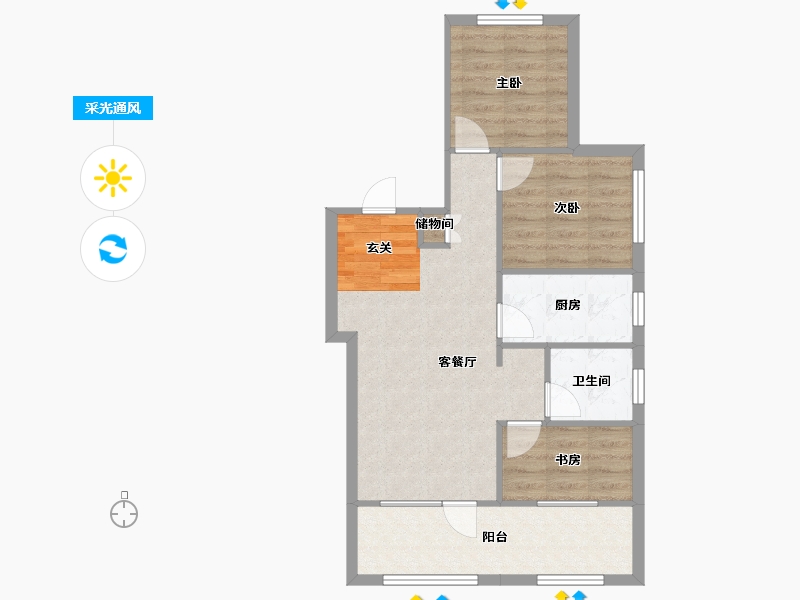 辽宁省-沈阳市-万科四季花城大家于洪区丹景山路（23，25，27，24号楼）90m²-65.34-户型库-采光通风