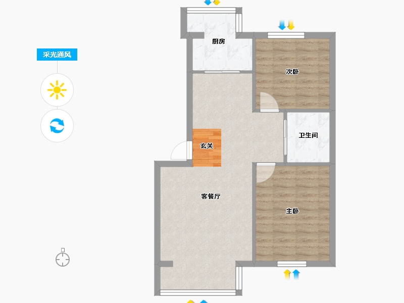 辽宁省-沈阳市-和泰馨城七区（38，37，33，34，36号楼）80m²-63.52-户型库-采光通风