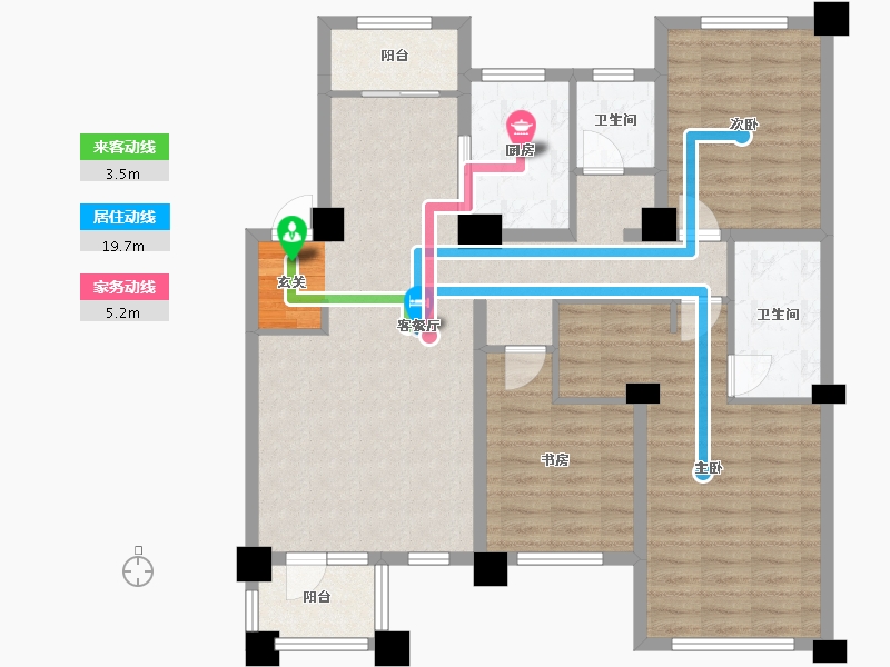 辽宁省-沈阳市-汇置尚樾宁江街（23，24，25，26号楼）130m²-101.84-户型库-动静线