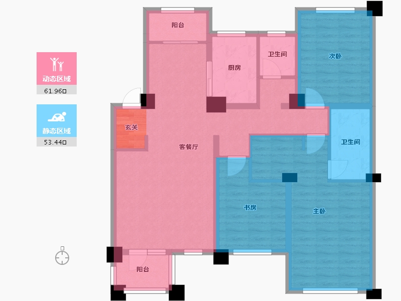 辽宁省-沈阳市-汇置尚樾宁江街（23，24，25，26号楼）130m²-101.84-户型库-动静分区