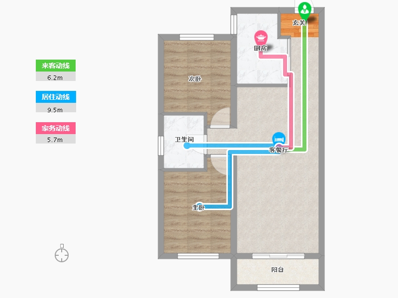 辽宁省-沈阳市-永同昌西江月西江北街（42，43，44号楼）88m²-60.72-户型库-动静线