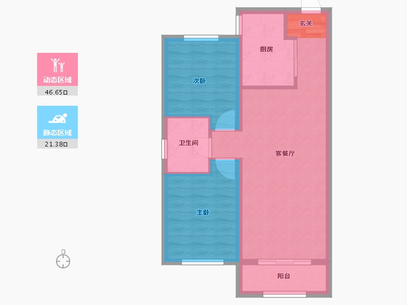 辽宁省-沈阳市-永同昌西江月西江北街（42，43，44号楼）88m²-60.72-户型库-动静分区