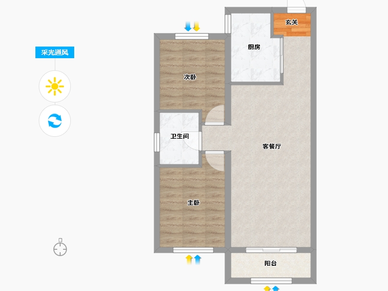 辽宁省-沈阳市-永同昌西江月西江北街（42，43，44号楼）88m²-60.72-户型库-采光通风