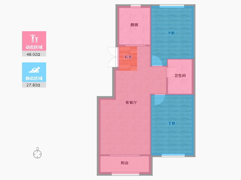 辽宁省-沈阳市-永同昌西江月西江北街（32，33，34号楼）91m²-69.47-户型库-动静分区