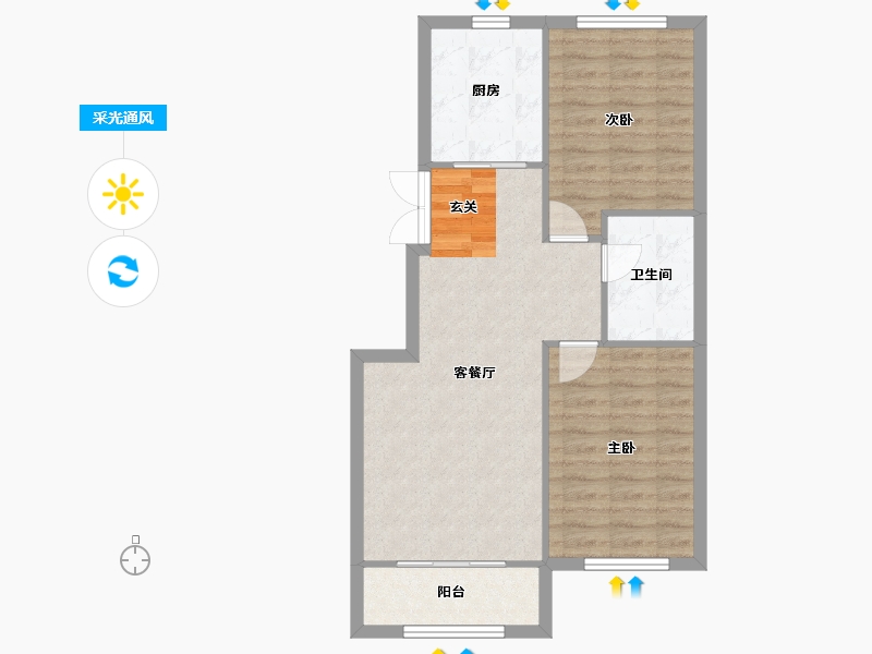 辽宁省-沈阳市-永同昌西江月西江北街（32，33，34号楼）91m²-69.47-户型库-采光通风