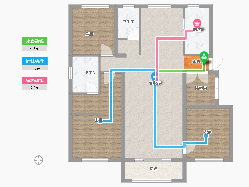 辽宁省-沈阳市-永同昌西江月（17，18，19，23，28，29号楼）128m²-97.09-户型库-动静线