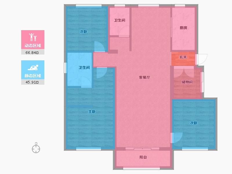 辽宁省-沈阳市-永同昌西江月（17，18，19，23，28，29号楼）128m²-97.09-户型库-动静分区