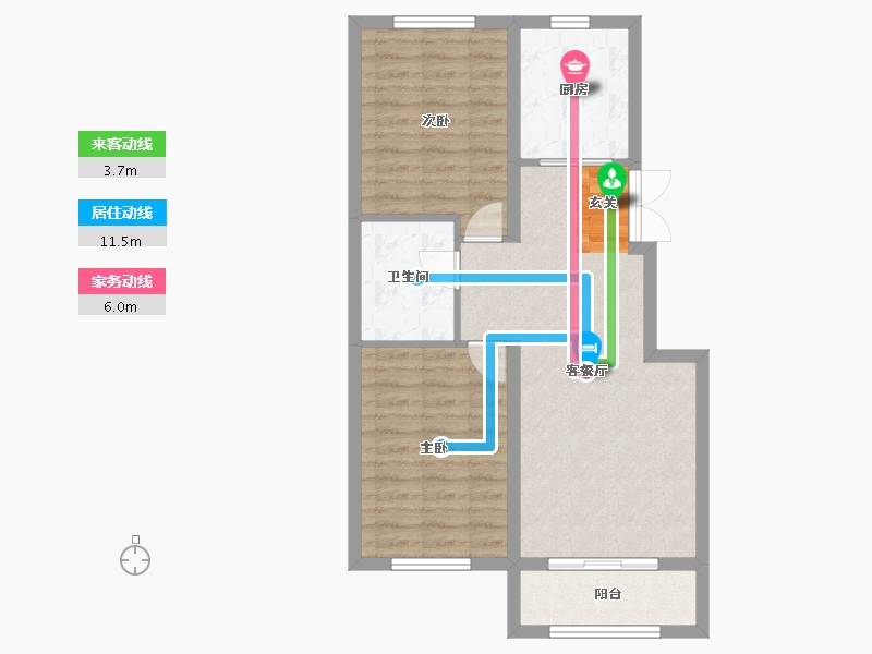 辽宁省-沈阳市-永同昌西江月西江北街108-14号（19号楼）88m²-69.50-户型库-动静线