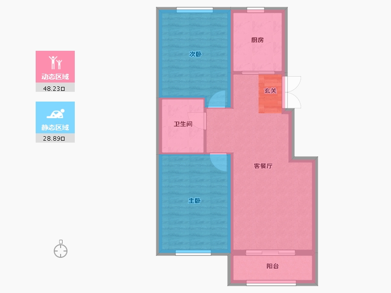 辽宁省-沈阳市-永同昌西江月西江北街108-14号（19号楼）88m²-69.50-户型库-动静分区