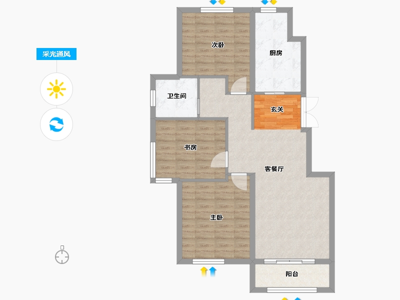 辽宁省-沈阳市-永同昌西江月西江北街108-14号（19号楼）108m²-84.26-户型库-采光通风