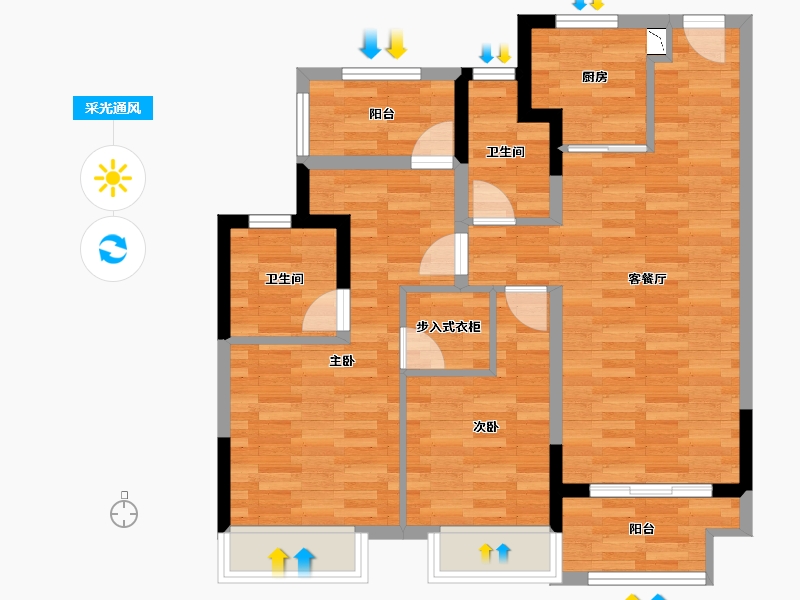 江苏省-无锡市-梁溪本源-78.31-户型库-采光通风