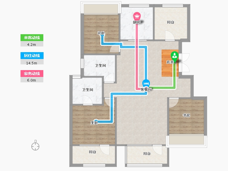 辽宁省-沈阳市-保利观唐青城山路（22，24号楼）128m²-102.26-户型库-动静线